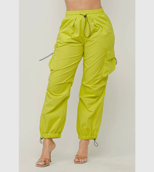 Lime cargo joggers